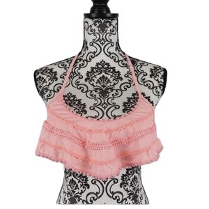 victoria's secret peach ruffle swim top S
